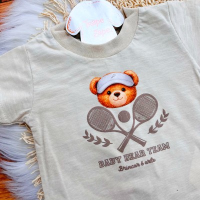  Conj. Camiseta Baby Bear Team e Bermuda - Vermelho 